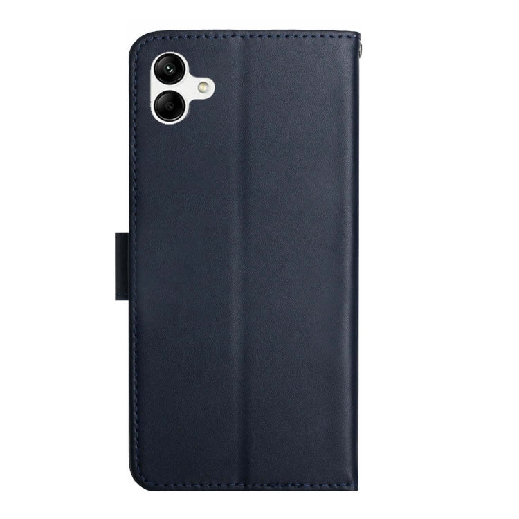 For Samsung Galaxy A05 HT02 Genuine Leather Fingerprint-proof Flip Phone Case(Blue) - Galaxy Phone Cases by buy2fix | Online Shopping UK | buy2fix