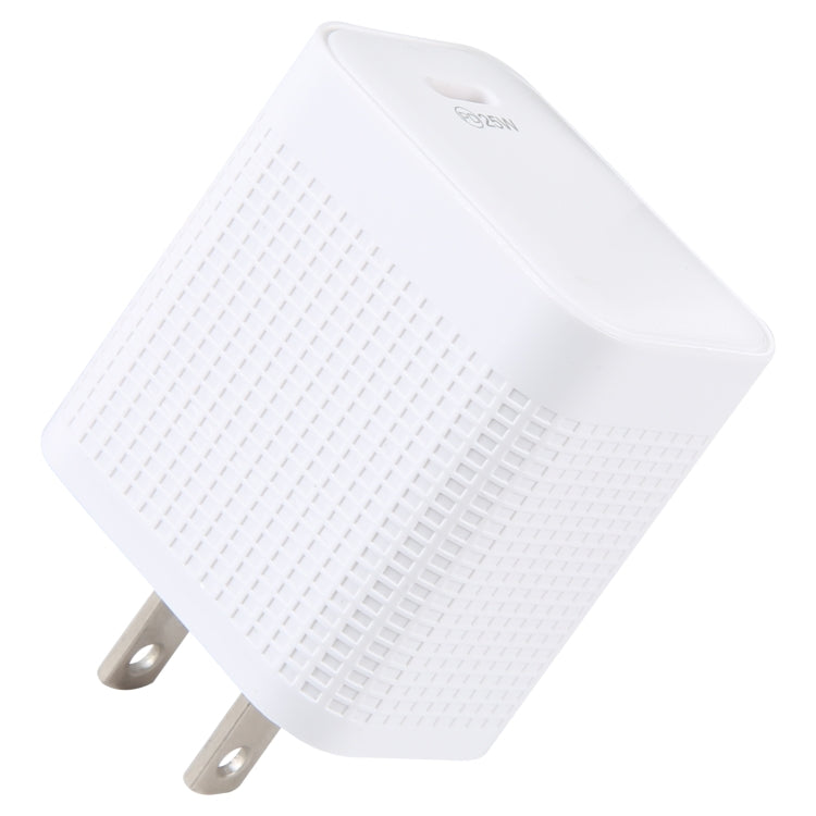 LZ-106PD 25W USB-C / Type-C Ports Plaid Pattern Travel Charger, US Plug(White) - USB Charger by buy2fix | Online Shopping UK | buy2fix