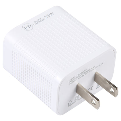 LZ-106PD 25W USB-C / Type-C Ports Plaid Pattern Travel Charger, US Plug(White) - USB Charger by buy2fix | Online Shopping UK | buy2fix