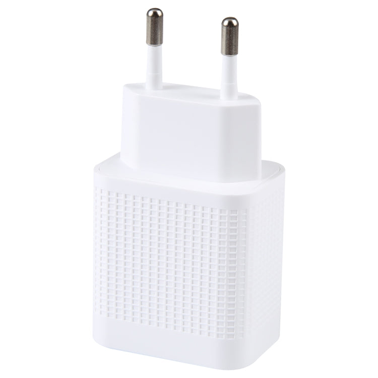 LZ-106PD 25W USB-C / Type-C Ports Plaid Pattern Travel Charger, EU Plug(White) - USB Charger by buy2fix | Online Shopping UK | buy2fix