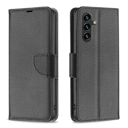 For Samsung Galaxy A15 Litchi Texture Pure Color Flip Leather Phone Case(Black)
