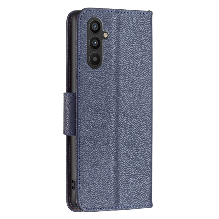 For Samsung Galaxy A34 5G Litchi Texture Pure Color Flip Leather Phone Case(Blue) - Galaxy Phone Cases by buy2fix | Online Shopping UK | buy2fix