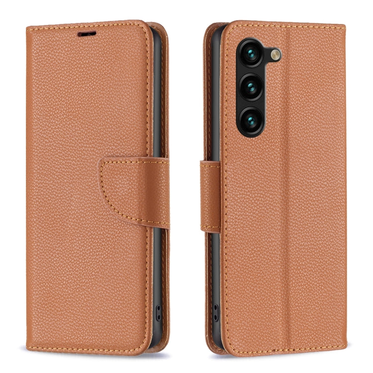 For Samsung Galaxy S24+ 5G Litchi Texture Pure Color Flip Leather Phone Case(Brown) - Galaxy S24+ 5G Cases by buy2fix | Online Shopping UK | buy2fix