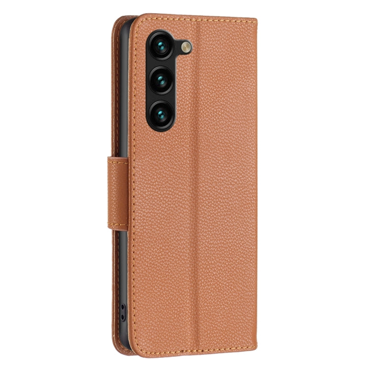 For Samsung Galaxy S24+ 5G Litchi Texture Pure Color Flip Leather Phone Case(Brown) - Galaxy S24+ 5G Cases by buy2fix | Online Shopping UK | buy2fix