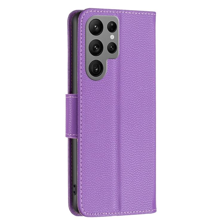 For Samsung Galaxy S24 Ultra 5G Litchi Texture Pure Color Flip Leather Phone Case(Purple) - Galaxy S24 Ultra 5G Cases by buy2fix | Online Shopping UK | buy2fix