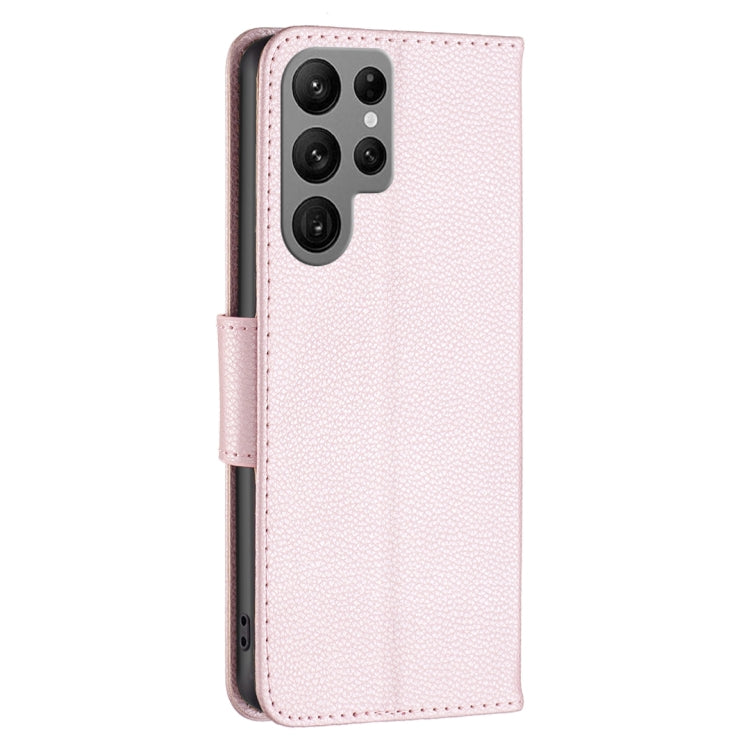 For Samsung Galaxy S24 Ultra 5G Litchi Texture Pure Color Flip Leather Phone Case(Rose Gold) - Galaxy S24 Ultra 5G Cases by buy2fix | Online Shopping UK | buy2fix