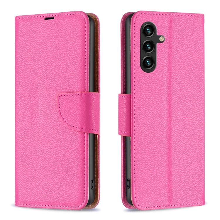 For Samsung Galaxy A35 Litchi Texture Pure Color Flip Leather Phone Case(Rose Red) - Galaxy Phone Cases by buy2fix | Online Shopping UK | buy2fix