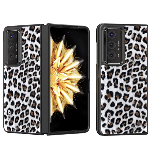 For Honor Magic V2 ABEEL Black Edge Leopard Print Phone Case(Silver)