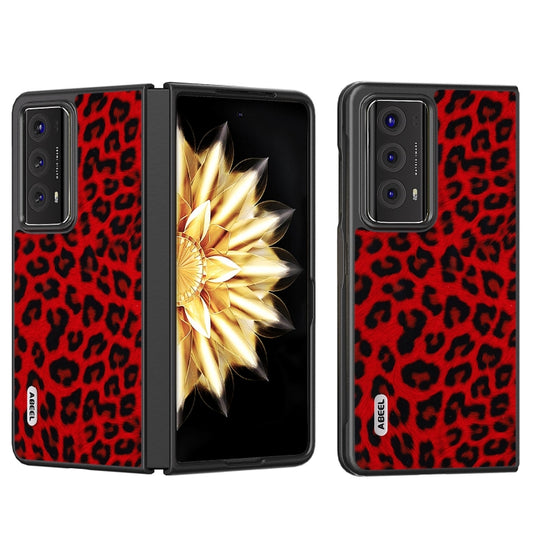 For Honor Magic V2 ABEEL Black Edge Leopard Print Phone Case(Red)