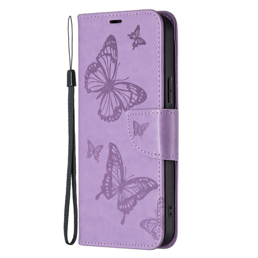 For Samsung Galaxy S24 5G Embossing Two Butterflies Pattern Leather Phone Case(Purple) by buy2fix