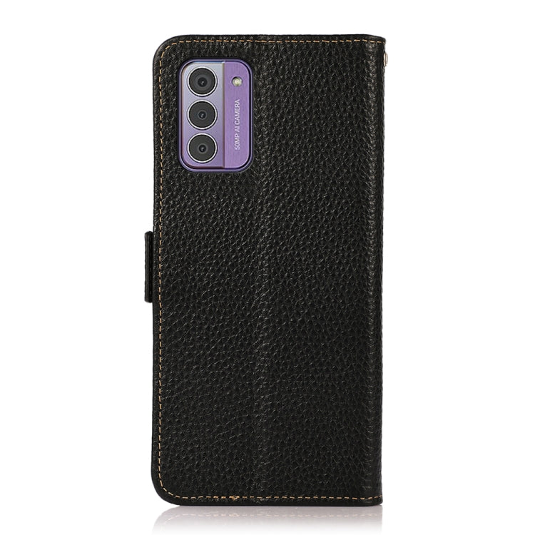 For Nokia G42 KHAZNEH Side-Magnetic Litchi Genuine Leather RFID Phone Case(Black) - Nokia Cases by buy2fix | Online Shopping UK | buy2fix