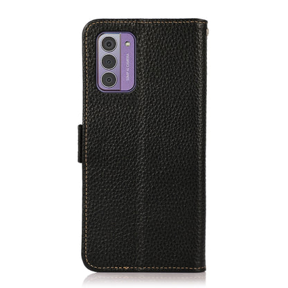 For Nokia G42 KHAZNEH Side-Magnetic Litchi Genuine Leather RFID Phone Case(Black) - Nokia Cases by buy2fix | Online Shopping UK | buy2fix