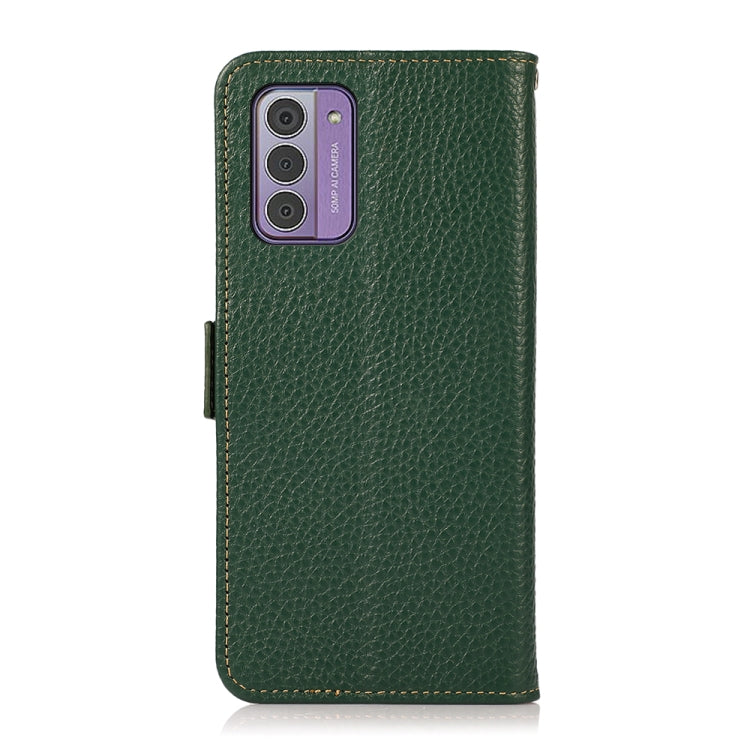 For Nokia G42 KHAZNEH Side-Magnetic Litchi Genuine Leather RFID Phone Case(Green) - Nokia Cases by buy2fix | Online Shopping UK | buy2fix