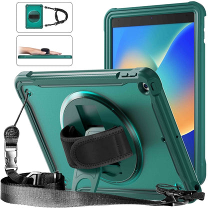 For iPad 10.2 2021 / 2020 / 2019 Heavy Duty Hybrid Tablet Case with Hand Grip & Strap(Dark Green) - iPad 10.2 Cases by buy2fix | Online Shopping UK | buy2fix