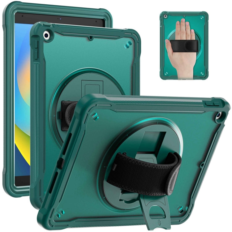For iPad 10.2 2021 / 2020 / 2019 Heavy Duty Hybrid Tablet Case with Hand Grip & Strap(Dark Green) - iPad 10.2 Cases by buy2fix | Online Shopping UK | buy2fix