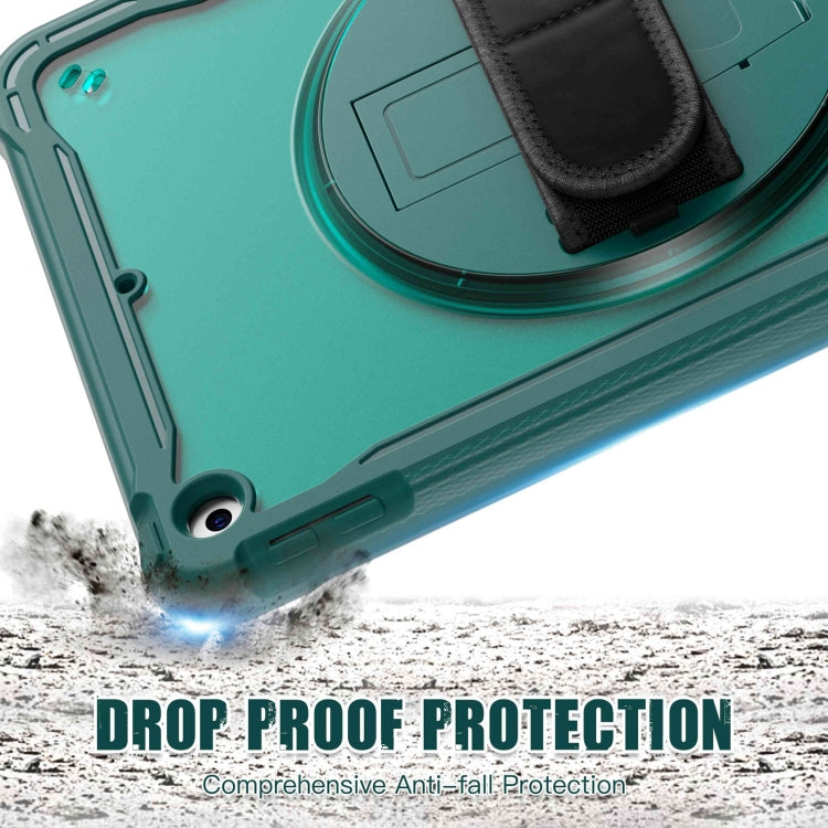 For iPad 10.2 2021 / 2020 / 2019 Heavy Duty Hybrid Tablet Case with Hand Grip & Strap(Dark Green) - iPad 10.2 Cases by buy2fix | Online Shopping UK | buy2fix