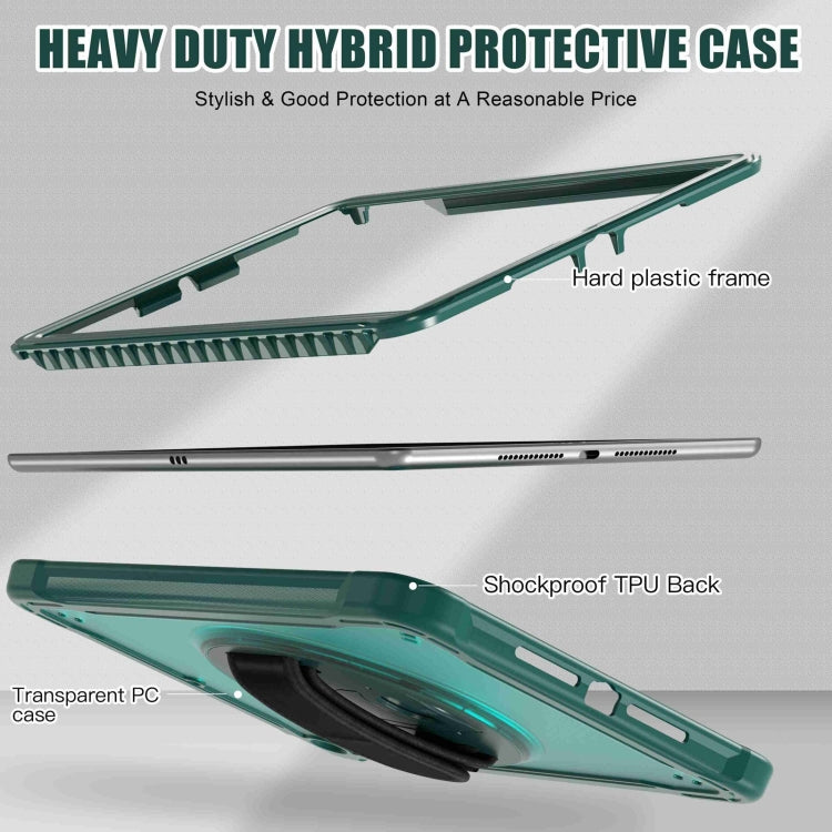 For iPad 10.2 2021 / 2020 / 2019 Heavy Duty Hybrid Tablet Case with Hand Grip & Strap(Dark Green) - iPad 10.2 Cases by buy2fix | Online Shopping UK | buy2fix