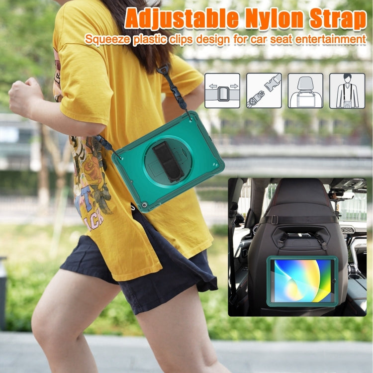 For iPad 10.2 2021 / 2020 / 2019 Heavy Duty Hybrid Tablet Case with Hand Grip & Strap(Dark Green) - iPad 10.2 Cases by buy2fix | Online Shopping UK | buy2fix