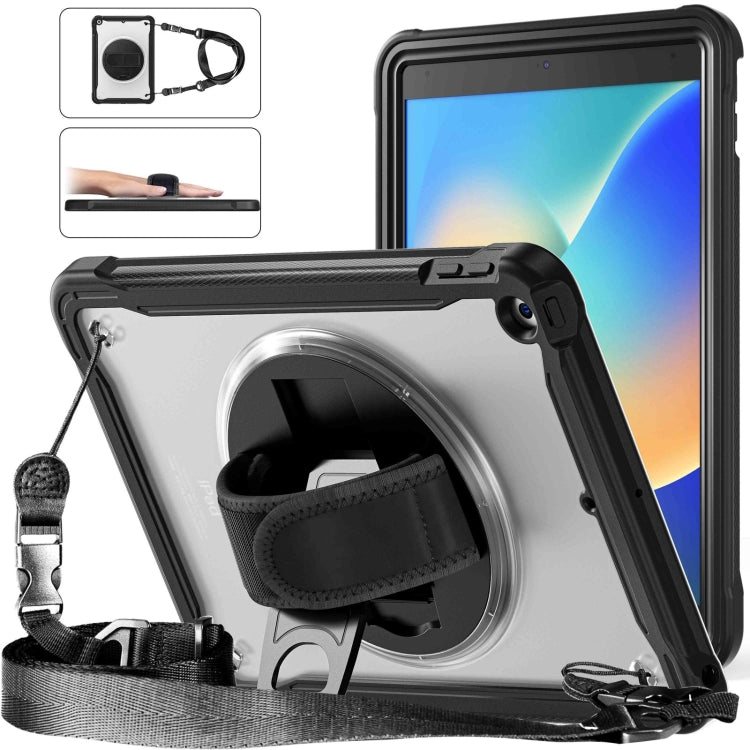 For iPad 10.2 2021 / 2020 / 2019 Heavy Duty Hybrid Tablet Case with Hand Grip & Strap(Black) - iPad 10.2 Cases by buy2fix | Online Shopping UK | buy2fix
