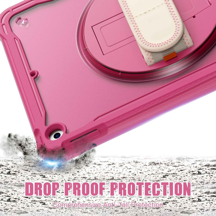 For iPad 10.2 2021 / 2020 / 2019 Heavy Duty Hybrid Tablet Case with Hand Grip & Strap(Rose Red) - iPad 10.2 Cases by buy2fix | Online Shopping UK | buy2fix