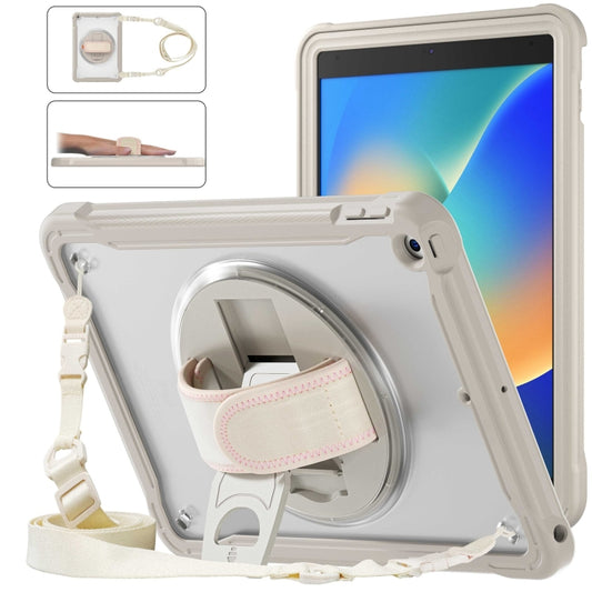 For iPad 10.2 2021 / 2020 / 2019 Heavy Duty Hybrid Tablet Case with Hand Grip & Strap(Khaki) - iPad 10.2 Cases by buy2fix | Online Shopping UK | buy2fix