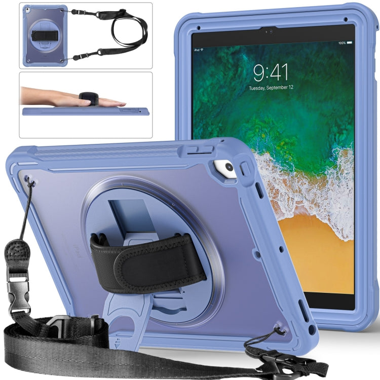 For iPad Air / Air 2 / 9.7 2018 / 2017 Heavy Duty Hybrid Tablet Case with Hand Grip & Strap(Lavender Grey) - iPad 9.7 (2018) & (2017) Cases by buy2fix | Online Shopping UK | buy2fix