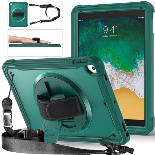 For iPad Air / Air 2 / 9.7 2018 / 2017 Heavy Duty Hybrid Tablet Case with Hand Grip & Strap(Dark Green) - iPad 9.7 (2018) & (2017) Cases by buy2fix | Online Shopping UK | buy2fix