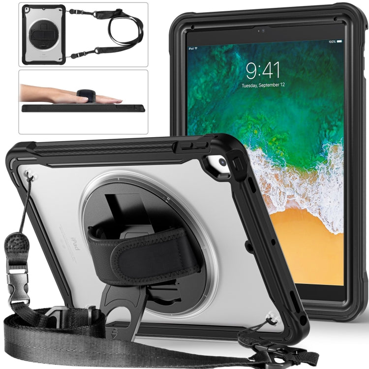 For iPad Air / Air 2 / 9.7 2018 / 2017 Heavy Duty Hybrid Tablet Case with Hand Grip & Strap(Black) - iPad 9.7 (2018) & (2017) Cases by buy2fix | Online Shopping UK | buy2fix