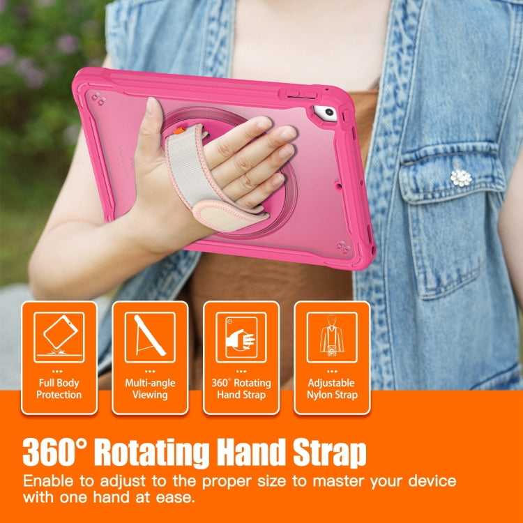 For iPad Air / Air 2 / 9.7 2018 / 2017 Heavy Duty Hybrid Tablet Case with Hand Grip & Strap(Rose Red) - iPad 9.7 (2018) & (2017) Cases by buy2fix | Online Shopping UK | buy2fix