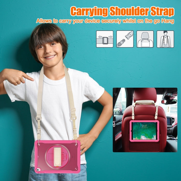 For iPad Air / Air 2 / 9.7 2018 / 2017 Heavy Duty Hybrid Tablet Case with Hand Grip & Strap(Rose Red) - iPad 9.7 (2018) & (2017) Cases by buy2fix | Online Shopping UK | buy2fix
