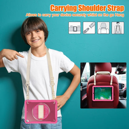 For iPad Air / Air 2 / 9.7 2018 / 2017 Heavy Duty Hybrid Tablet Case with Hand Grip & Strap(Rose Red) - iPad 9.7 (2018) & (2017) Cases by buy2fix | Online Shopping UK | buy2fix