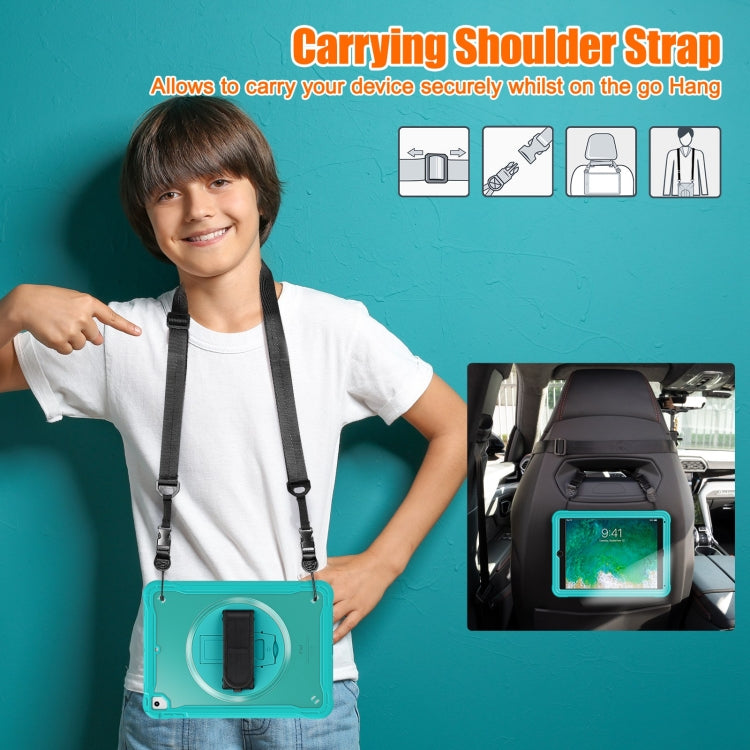 For iPad Air / Air 2 / 9.7 2018 / 2017 Heavy Duty Hybrid Tablet Case with Hand Grip & Strap(Light Blue) - iPad 9.7 (2018) & (2017) Cases by buy2fix | Online Shopping UK | buy2fix