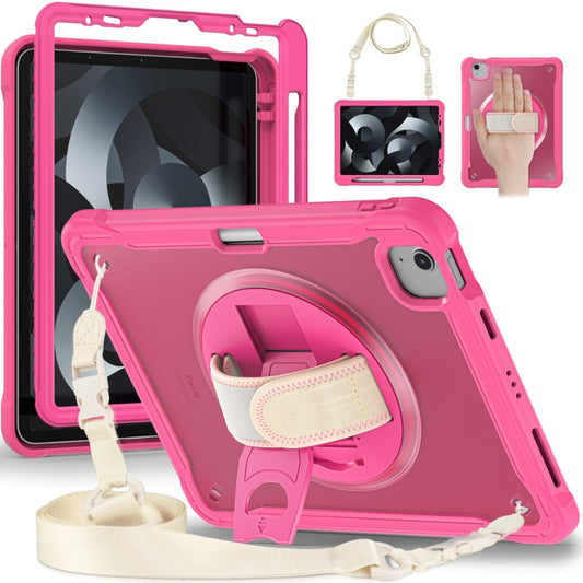 For iPad Air 2022 10.9 / Pro 11 2022 Heavy Duty Hybrid Tablet Case with Hand Grip & Strap(Rose Red) - iPad Air (2022) / (2020) 10.9 Cases by buy2fix | Online Shopping UK | buy2fix