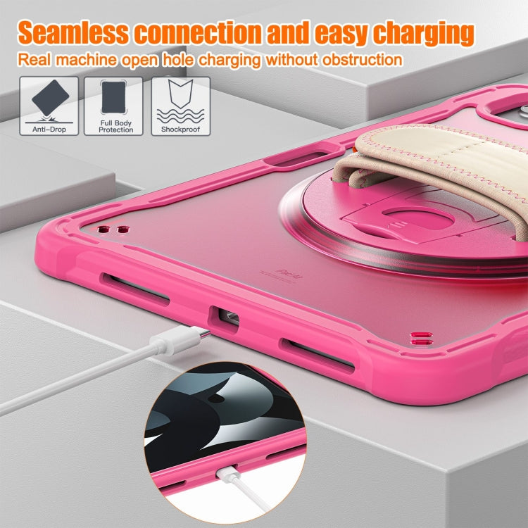 For iPad Air 2022 10.9 / Pro 11 2022 Heavy Duty Hybrid Tablet Case with Hand Grip & Strap(Rose Red) - iPad Air (2022) / (2020) 10.9 Cases by buy2fix | Online Shopping UK | buy2fix