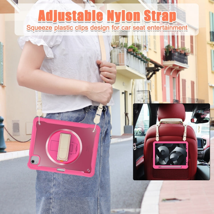 For iPad Air 2022 10.9 / Pro 11 2022 Heavy Duty Hybrid Tablet Case with Hand Grip & Strap(Rose Red) - iPad Air (2022) / (2020) 10.9 Cases by buy2fix | Online Shopping UK | buy2fix