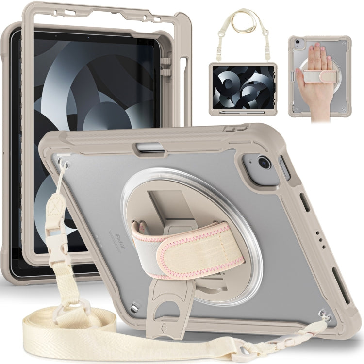 For iPad Air 2022 10.9 / Pro 11 2022 Heavy Duty Hybrid Tablet Case with Hand Grip & Strap(Khaki) - iPad Air (2022) / (2020) 10.9 Cases by buy2fix | Online Shopping UK | buy2fix