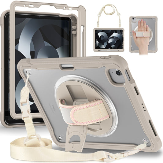 For iPad Air 2022 10.9 / Pro 11 2022 Heavy Duty Hybrid Tablet Case with Hand Grip & Strap(Khaki) - iPad Air (2022) / (2020) 10.9 Cases by buy2fix | Online Shopping UK | buy2fix