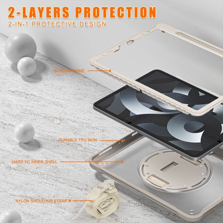 For iPad Air 2022 10.9 / Pro 11 2022 Heavy Duty Hybrid Tablet Case with Hand Grip & Strap(Khaki) - iPad Air (2022) / (2020) 10.9 Cases by buy2fix | Online Shopping UK | buy2fix