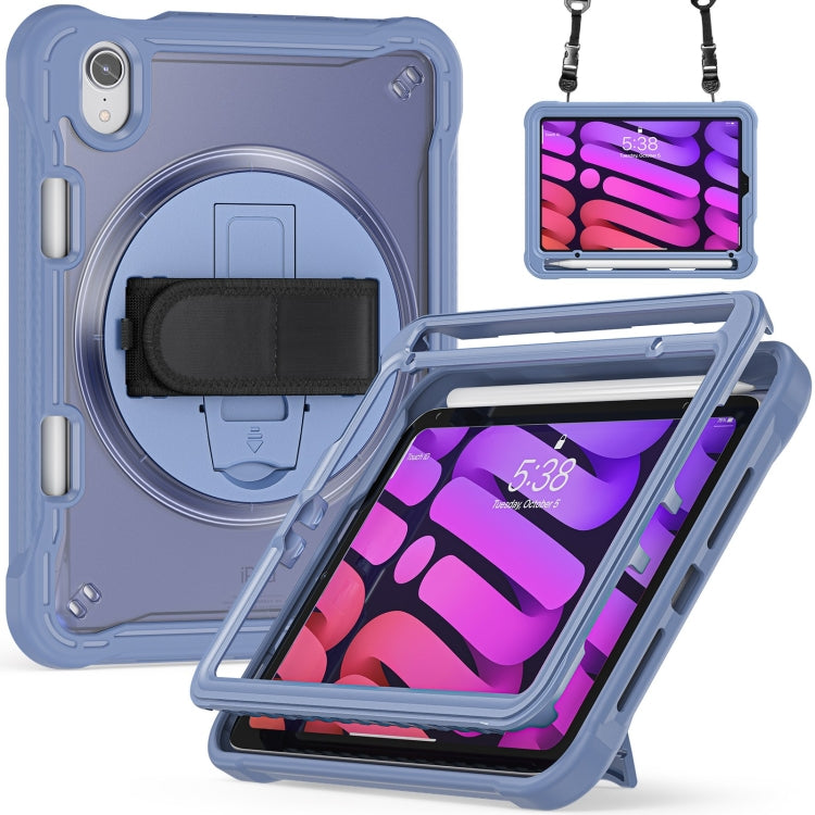 For iPad mini 6 / mini 2024 Heavy Duty Hybrid Tablet Case with Hand Grip & Strap(Lavender Grey) - iPad mini 2024 Cases by buy2fix | Online Shopping UK | buy2fix
