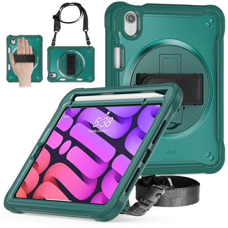 For iPad mini 6 / mini 2024 Heavy Duty Hybrid Tablet Case with Hand Grip & Strap(Dark Green) - iPad mini 2024 Cases by buy2fix | Online Shopping UK | buy2fix