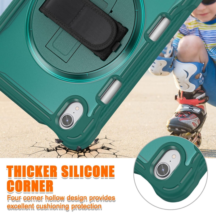 For iPad mini 6 / mini 2024 Heavy Duty Hybrid Tablet Case with Hand Grip & Strap(Dark Green) - iPad mini 2024 Cases by buy2fix | Online Shopping UK | buy2fix