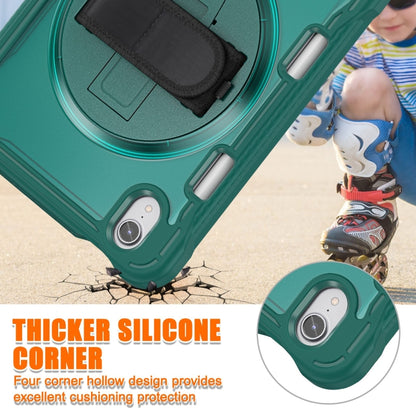 For iPad mini 6 / mini 2024 Heavy Duty Hybrid Tablet Case with Hand Grip & Strap(Dark Green) - iPad mini 2024 Cases by buy2fix | Online Shopping UK | buy2fix