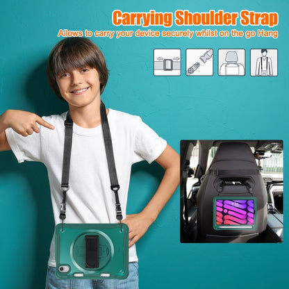For iPad mini 6 / mini 2024 Heavy Duty Hybrid Tablet Case with Hand Grip & Strap(Dark Green) - iPad mini 2024 Cases by buy2fix | Online Shopping UK | buy2fix