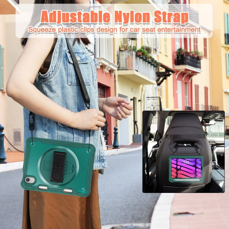 For iPad mini 6 / mini 2024 Heavy Duty Hybrid Tablet Case with Hand Grip & Strap(Dark Green) - iPad mini 2024 Cases by buy2fix | Online Shopping UK | buy2fix