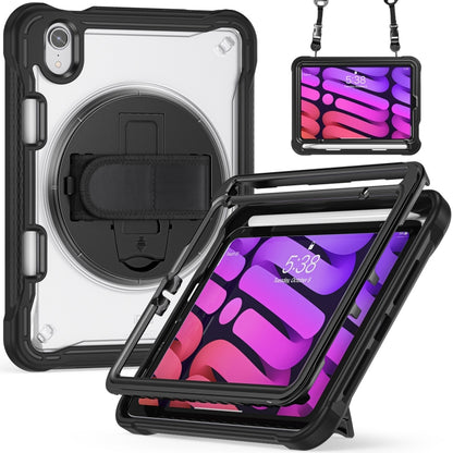 For iPad mini 6 / mini 2024 Heavy Duty Hybrid Tablet Case with Hand Grip & Strap(Black) - iPad mini 2024 Cases by buy2fix | Online Shopping UK | buy2fix