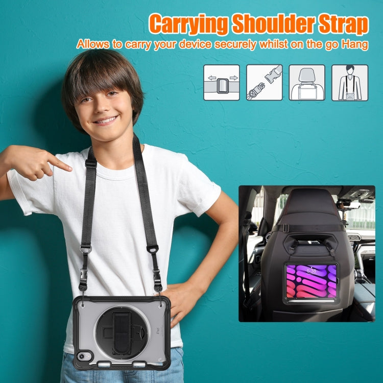 For iPad mini 6 / mini 2024 Heavy Duty Hybrid Tablet Case with Hand Grip & Strap(Black) - iPad mini 2024 Cases by buy2fix | Online Shopping UK | buy2fix