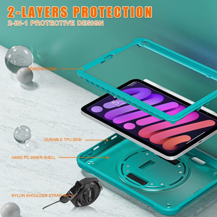 For iPad mini 6 / mini 2024 Heavy Duty Hybrid Tablet Case with Hand Grip & Strap(Light Blue) - iPad mini 2024 Cases by buy2fix | Online Shopping UK | buy2fix