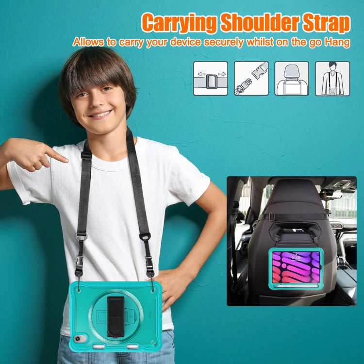 For iPad mini 6 / mini 2024 Heavy Duty Hybrid Tablet Case with Hand Grip & Strap(Light Blue) - iPad mini 2024 Cases by buy2fix | Online Shopping UK | buy2fix
