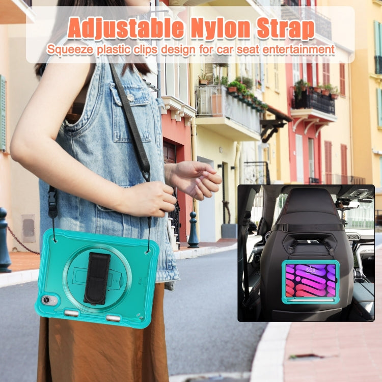 For iPad mini 6 / mini 2024 Heavy Duty Hybrid Tablet Case with Hand Grip & Strap(Light Blue) - iPad mini 2024 Cases by buy2fix | Online Shopping UK | buy2fix