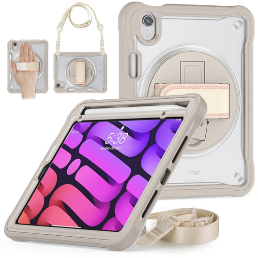 For iPad mini 6 / mini 2024 Heavy Duty Hybrid Tablet Case with Hand Grip & Strap(Khaki) - iPad mini 2024 Cases by buy2fix | Online Shopping UK | buy2fix